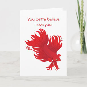 Cartão De Festividades Betta Fish Valentine's Day Card