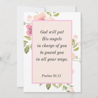 Cartão De Festividades Bíblia Psalms 91:11 Verso Sobre A Placa De Proteçã
