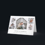 Cartão De Festividades Bic Russo| Grade de Felizes e Fotos Casadas<br><div class="desc">Este cartão de Natal elegante, de estilo rústico apresenta uma colagem de cinco fotos com um simples fundo branco e um texto de cinza preto clássico que diz "Feliz e casado". O minimalista perfeito procura seus primeiros cartões de natal como recém-casados, e um jeito festivo de compartilhar suas fotos de...</div>