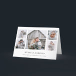 Cartão De Festividades Bic Russo| Grade de Felizes e Fotos Casadas<br><div class="desc">Este cartão de Natal elegante, de estilo rústico apresenta uma colagem de cinco fotos com um simples fundo branco e um texto de cinza preto clássico que diz "Feliz e casado". O minimalista perfeito procura seus primeiros cartões de natal como recém-casados, e um jeito festivo de compartilhar suas fotos de...</div>