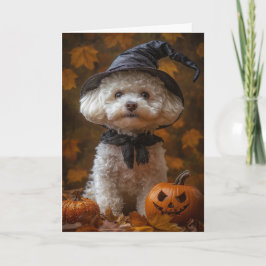 Cartão De Festividades Bichon Bruxa Halloween