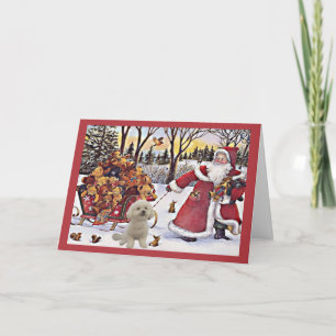 Cartão De Festividades Bichon Frise Christmas Card Santa Bears