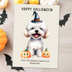 Cartão De Festividades Bichon Frise Dog Happy Halloween