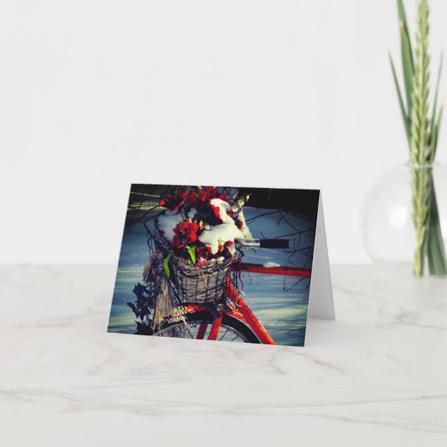 Cartão De Festividades Bicicleta de Natal (Frente)