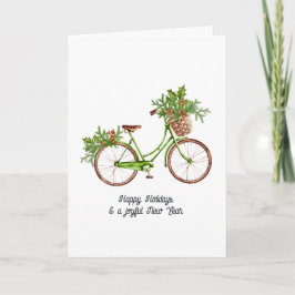 Cartão De Festividades Bicicleta Floral Aquarela Natal Família Foto
