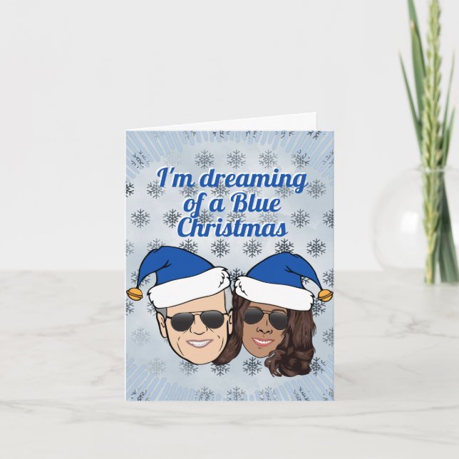 Cartão De Festividades Biden Harris: Eleições sonhando com um Natal azul (Frente)