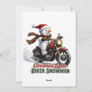 Cartão De Festividades Biker Boneco de Neve Luzes de Natal