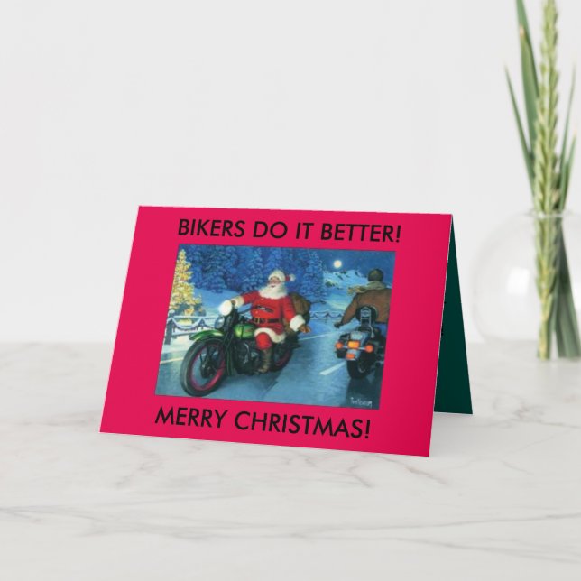 Cartão De Festividades Bikers fazem melhor carta de natal.Papais noeis em (Frente)