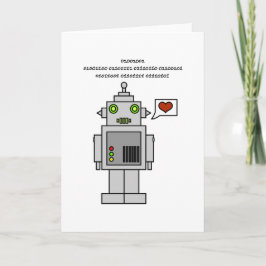 Cartão De Festividades Binário com Robô - Eu te amo
