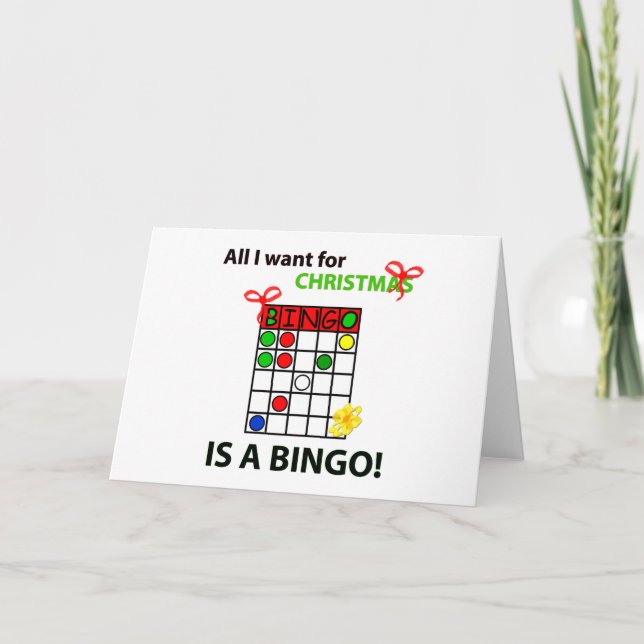 Cartão De Festividades BINGO, quero um bingo de Natal (Frente)