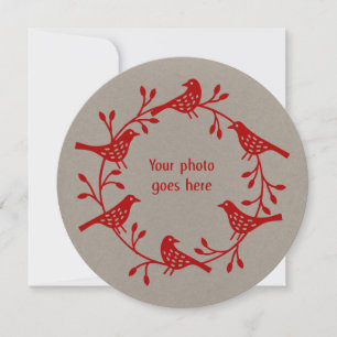 Cartão De Festividades Bird Wreath Modern Scandi Foto Natal
