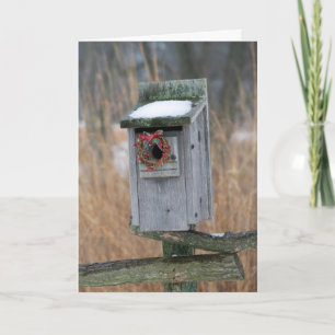 Cartão De Festividades Birdhouse com Holiday Wreath