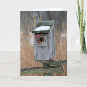 Cartão De Festividades Birdhouse com Holiday Wreath