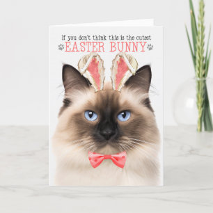 Cartão De Festividades Birman Cat em Bunny Ears para Páscoa