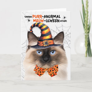 Cartão De Festividades Birman Halloween Cat PURRolentre anormal