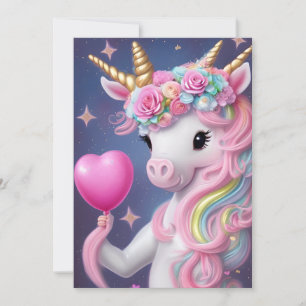 Cartão De Festividades Birthday Girl Pink Baby Unicorn