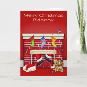 Cartão De Festividades Birthday on Christmas greeting card