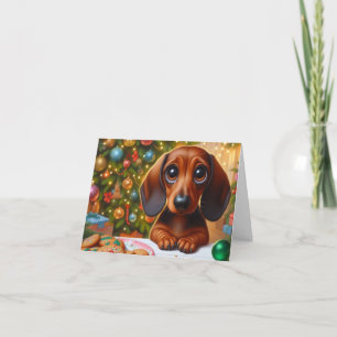 Cartão De Festividades Biscoito de Natal de Dachshund