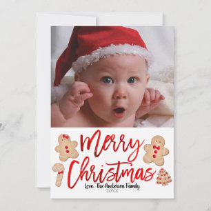 Cartão De Festividades Biscoitos de Gengibre Vermelho Feliz Natal Foto