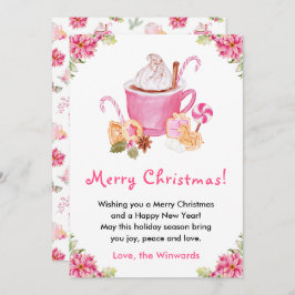 Cartão De Festividades Biscoitos de Natal e Cacau Rosa Feliz Natal