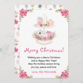 Cartão De Festividades Biscoitos de Natal e Cacau Rosa Feliz Natal