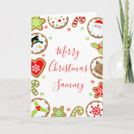 Cartão De Festividades Biscoitos de Natal Vermelho e Verde Feliz Natal