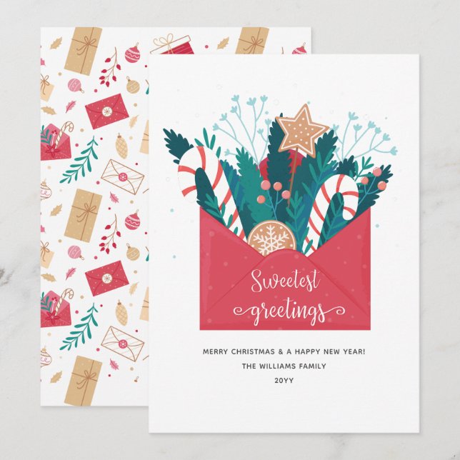 Cartão De Festividades Biscoitos de pão-de-gengibre Natal (Frente/Verso)