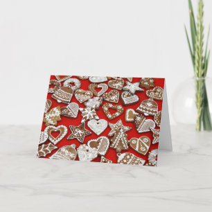 Cartão De Festividades Biscoitos de Pão de Natal Vermelho