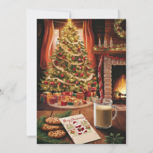 Cartão De Festividades Biscoitos e Leite para o Papai Noel