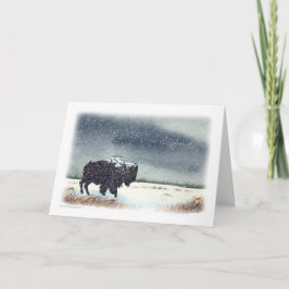 Cartão De Festividades Bisonte espanado neve