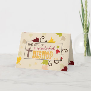 Cartão De Festividades Bispo de Ação de Graças Folhas de Presente