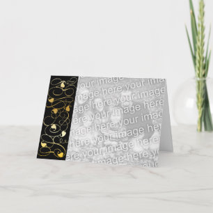 Cartão De Festividades Black and Gold Filigree Photo Christmas Card