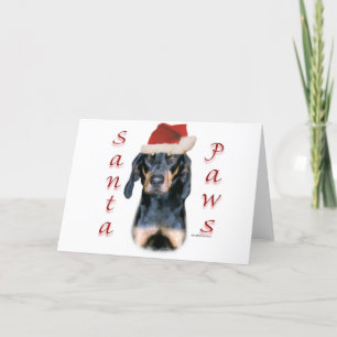 Cartão De Festividades Black and Tan Coonhound Santa Paws