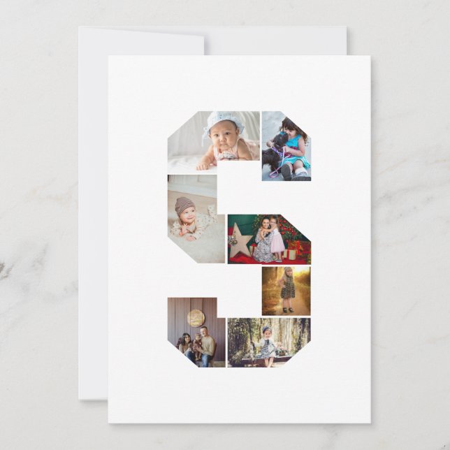 Cartão De Festividades Black and White Letter S Photo Collage (Frente)
