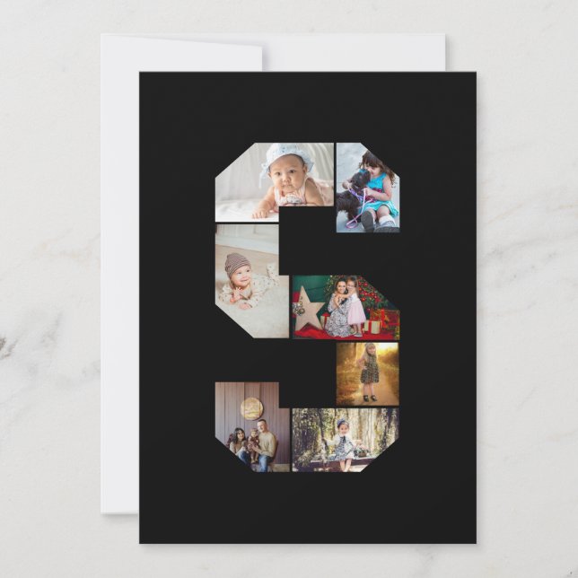 Cartão De Festividades Black and White Letter S Photo Collage (Frente)