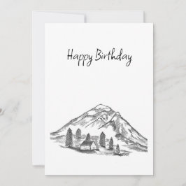 Cartão De Festividades black and white sketch of Mountains