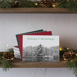Cartão De Festividades Black and White Snowy Winter Holiday Card