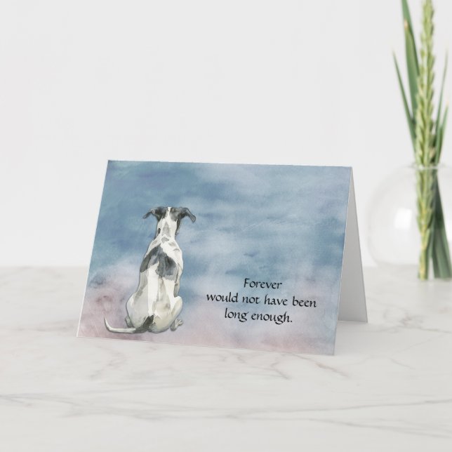 Cartão De Festividades Black and White Whippet Dog Sympathy Card (Frente)