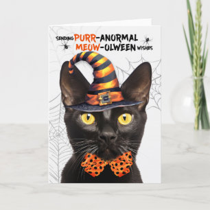 Cartão De Festividades Black Bombay Halloween Cat PURRanormal MEOWolbetwe
