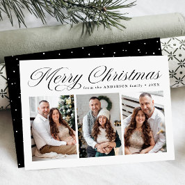 Cartão De Festividades Black Calligraphy Script Merry Christmas 3 Photo