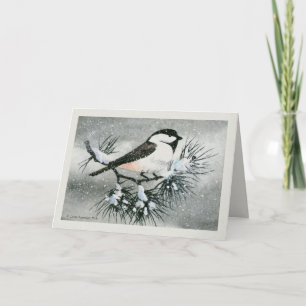 Cartão De Festividades Black Capped Chickadee Bird Texture Look Borders