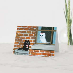 Cartão De Festividades Black Cat Will you be my Valentine Card by Bihrle