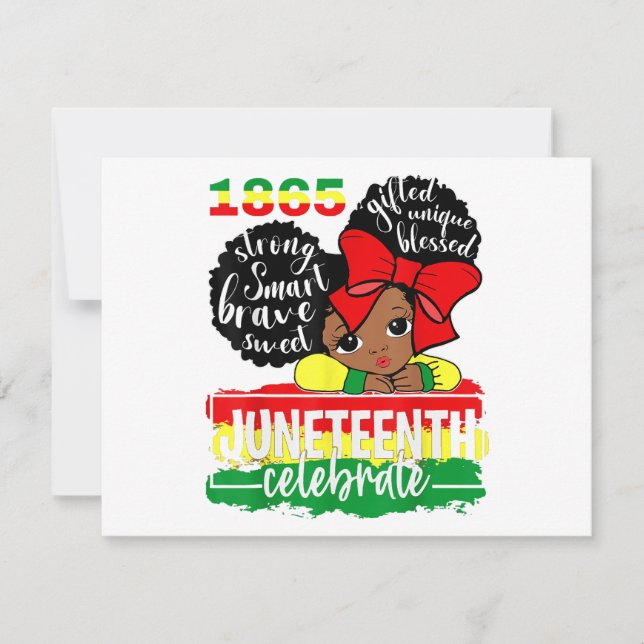Cartão De Festividades Black Girl 1865 Celebra a independência D (Frente)