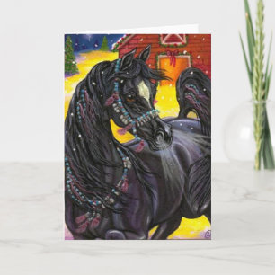 Cartão De Festividades BLACK HORSE Holiday Barn Note Card