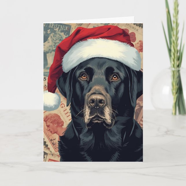 Cartão De Festividades Black lab christmas (Frente)