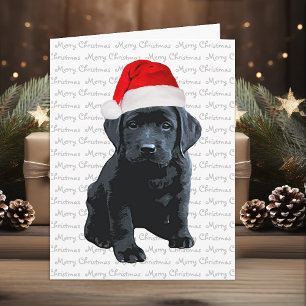 Cartão De Festividades Black Lab Feliz Natal Labrador Cachorro de Papais 