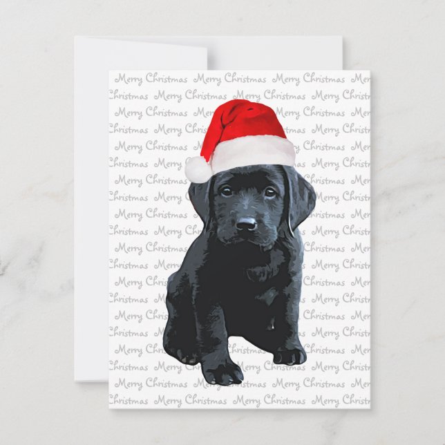 Cartão De Festividades Black Lab Feliz Natal Labrador Papais noeis Puppy  (Frente)