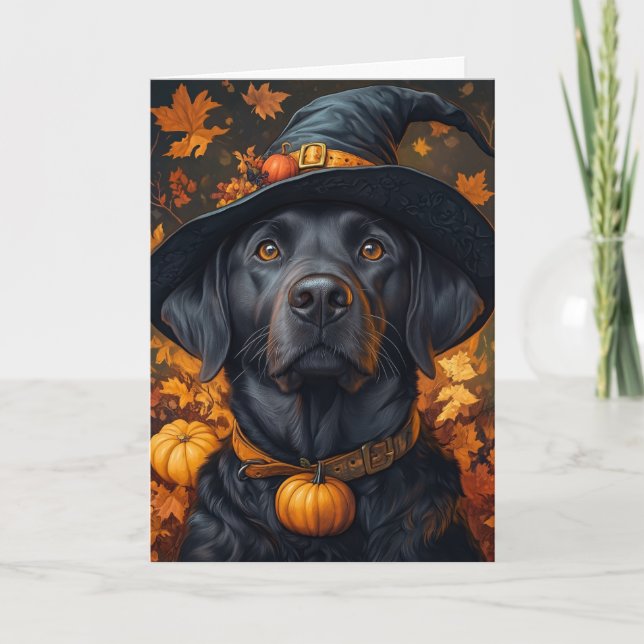 Cartão De Festividades Black Lab no Halloween (Frente)