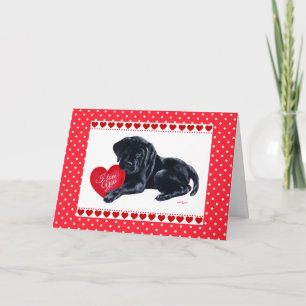 Cartão De Festividades Black Lab Puppy Valentine's Day card