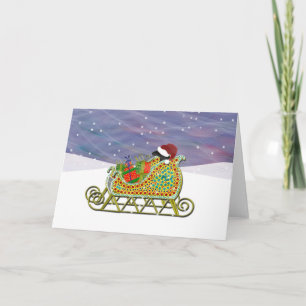 Cartão De Festividades Black Lab Sleigh Hat Gifts